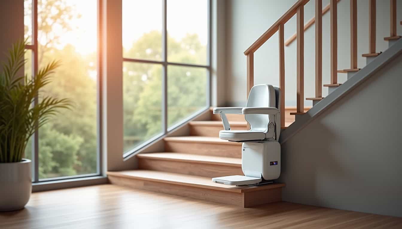 Monte-escalier design intégré dans un intérieur moderne avec finitions sur mesure