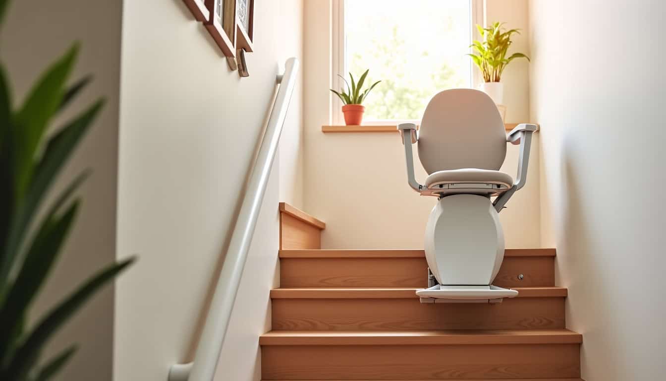 Monte-escalier droit en cours d