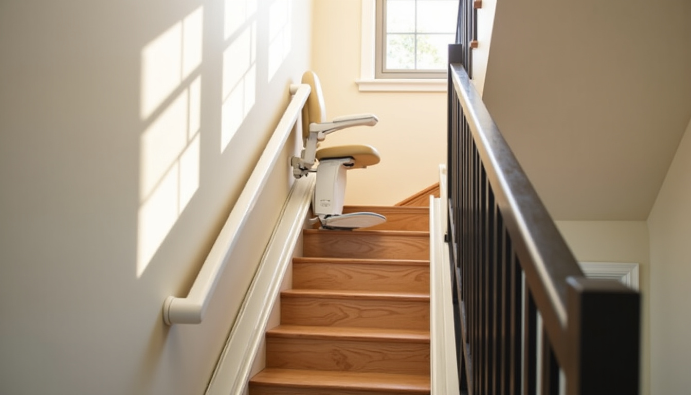 Monte-escalier droit en cours d