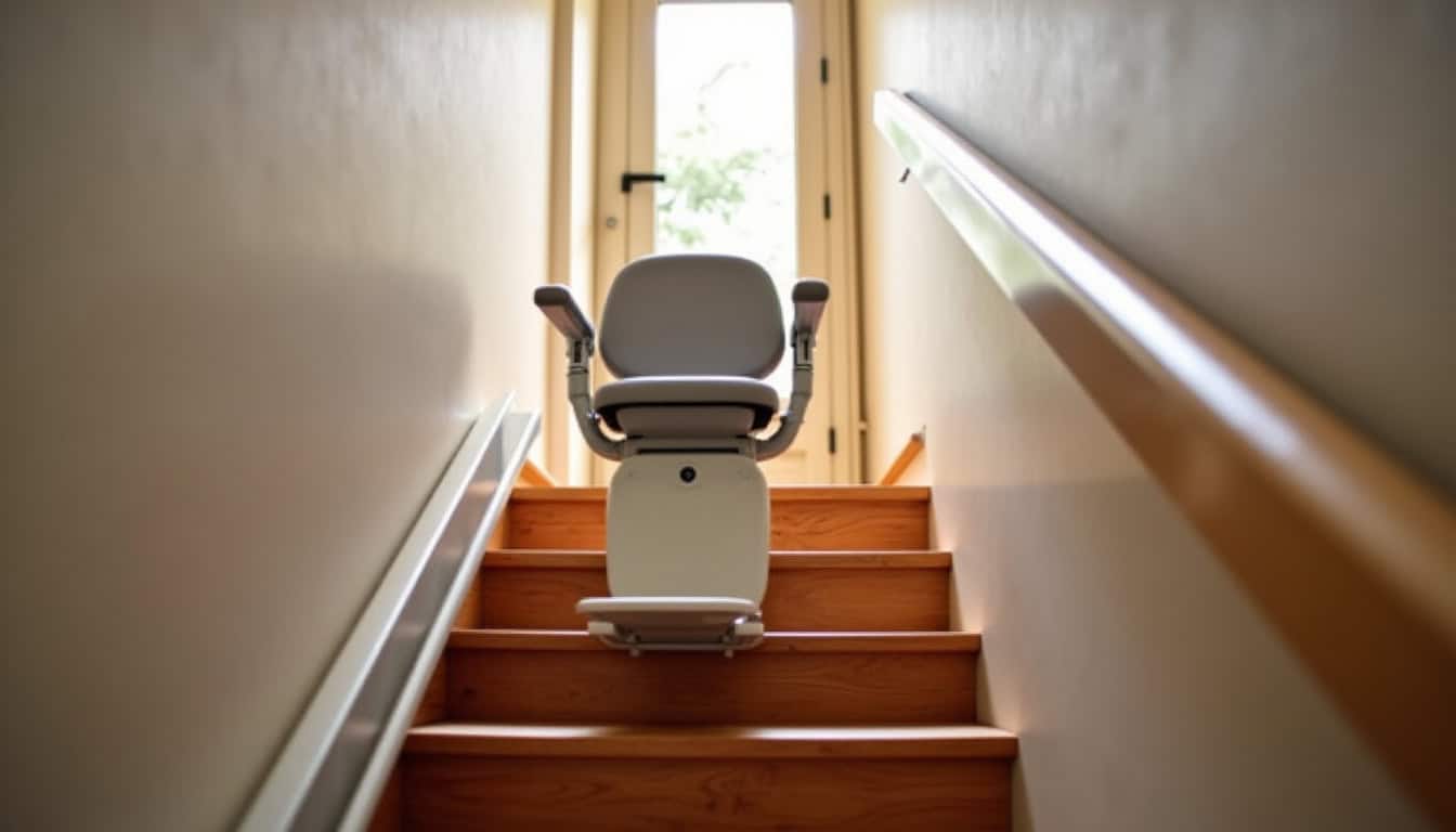 Monte-escalier droit en fonctionnement dans une maison de Pargny-sur-Saulx