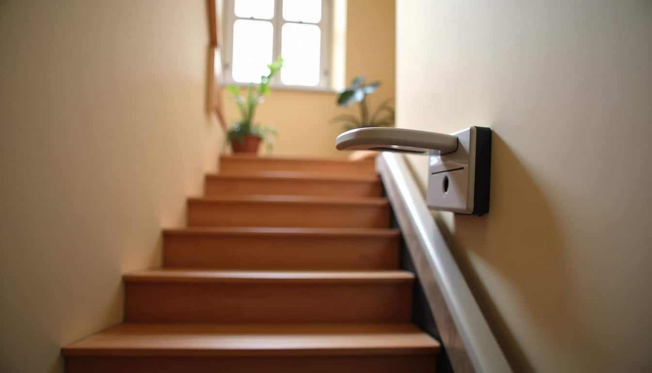 Monte-escalier droit installé dans un escalier intérieur à Beauregard-l