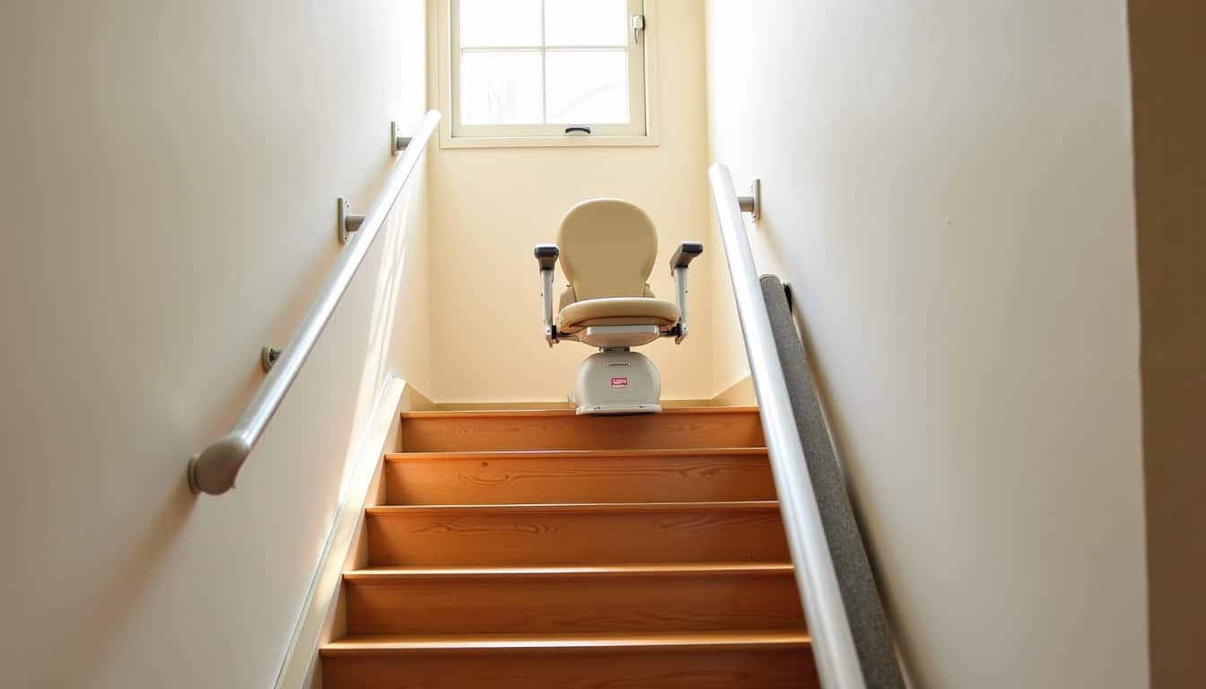 Monte-escalier droit installé dans une habitation à Le Passage