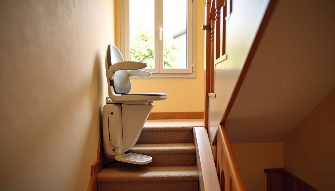 Monte-escalier droit installé dans une maison à Ahuillé