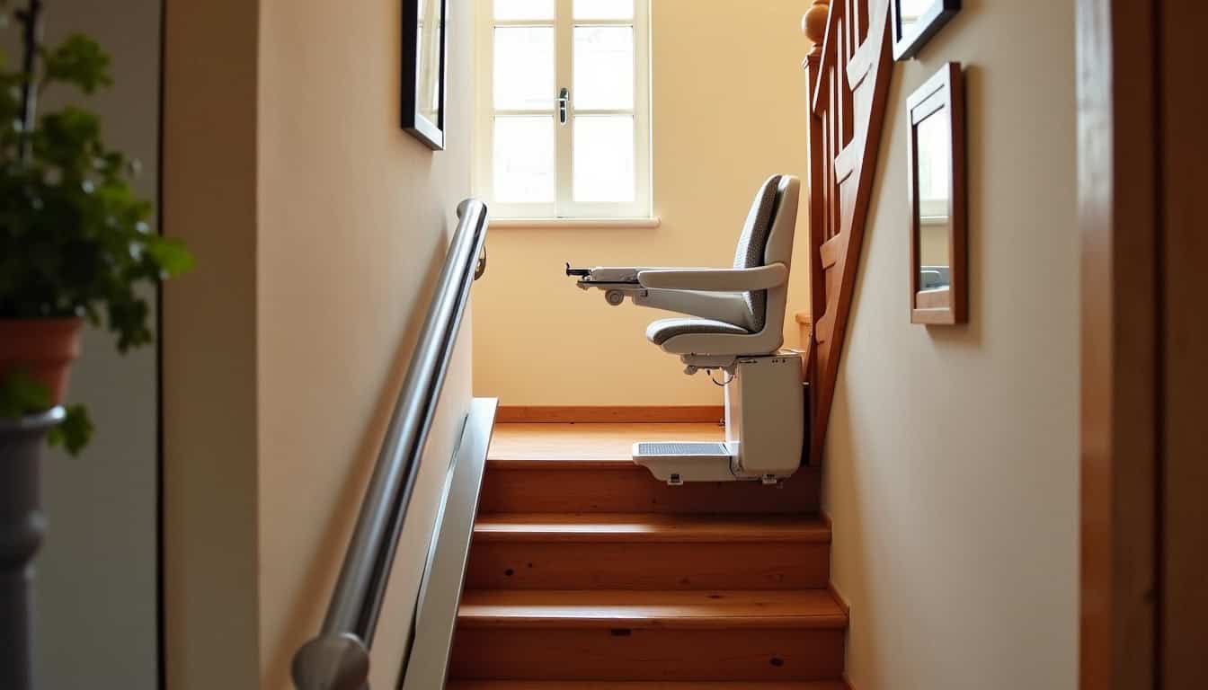 Monte-escalier droit installé dans une maison à Avesnelles