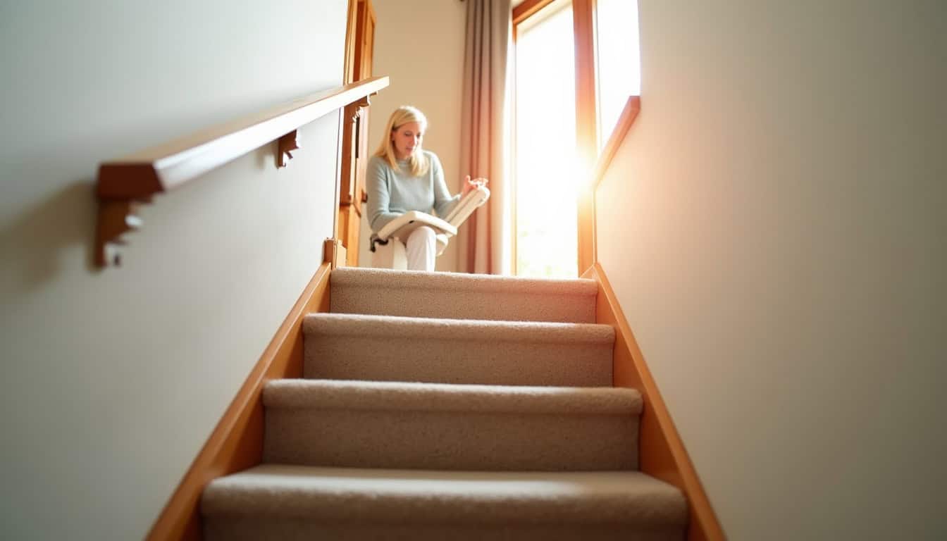 Monte-escalier droit installé dans une maison à Balagny-sur-Thérain, vue d