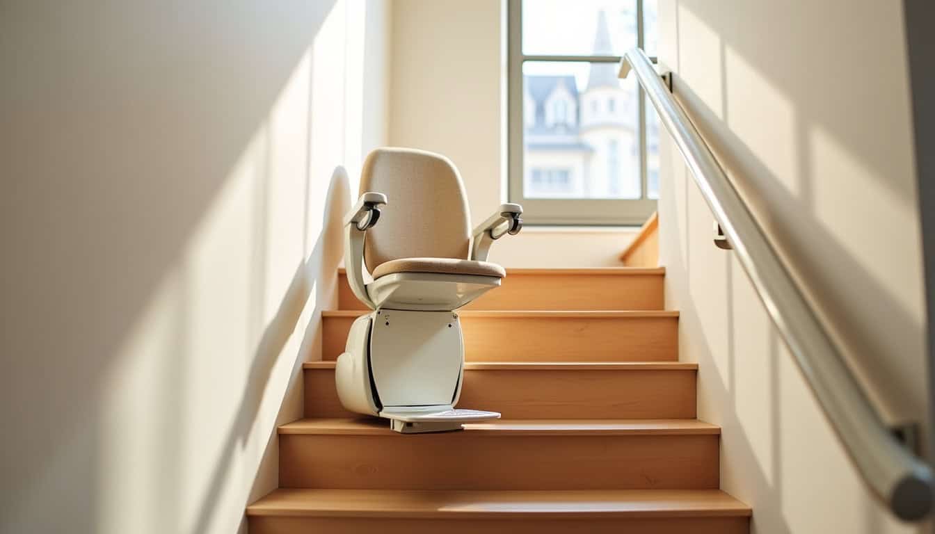 Monte-escalier droit installé dans une maison à Chalifert