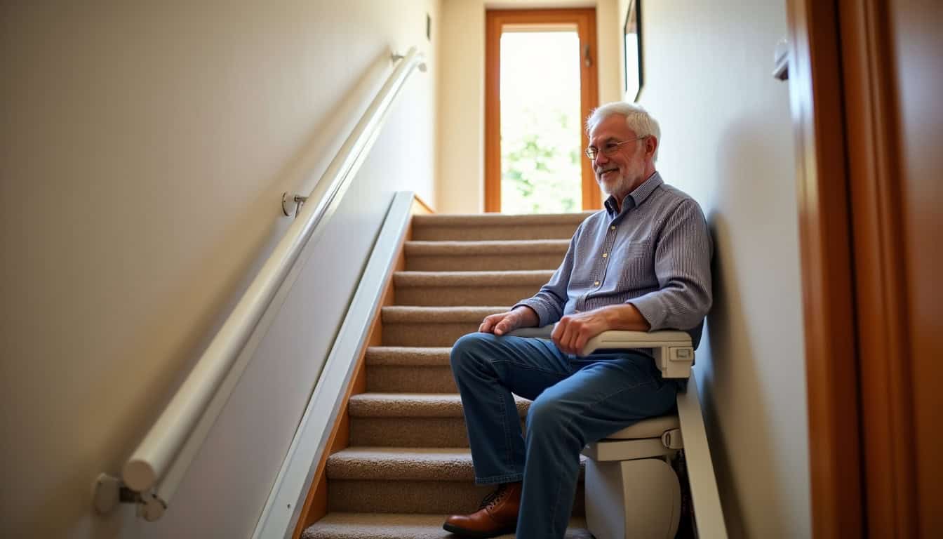 Monte-escalier droit installé dans une maison à Condé-sur-l