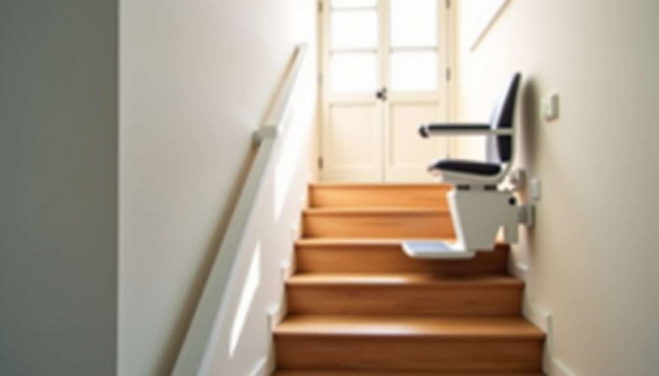 Monte-escalier droit installé dans une maison à Culhat sur un escalier droit