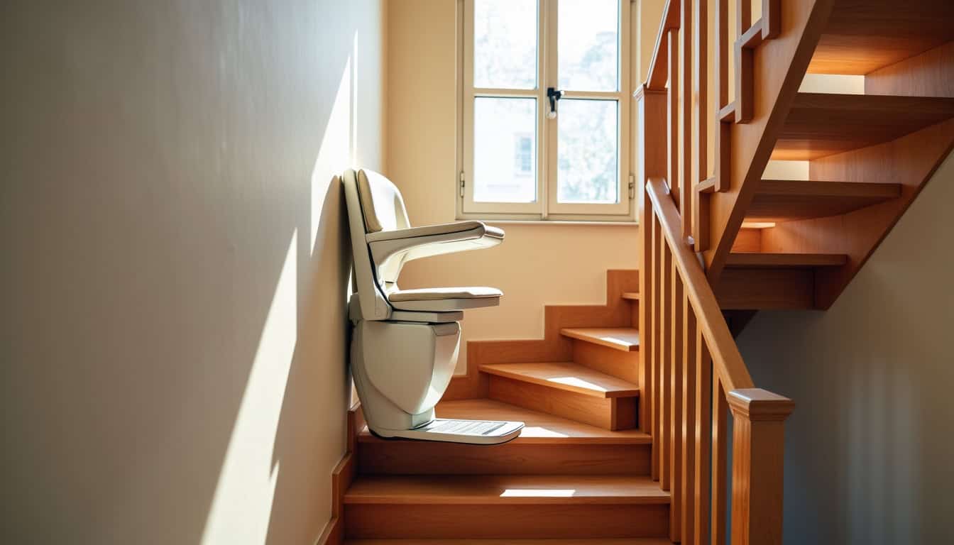 Monte-escalier droit installé dans une maison à Domfront en Poiraie