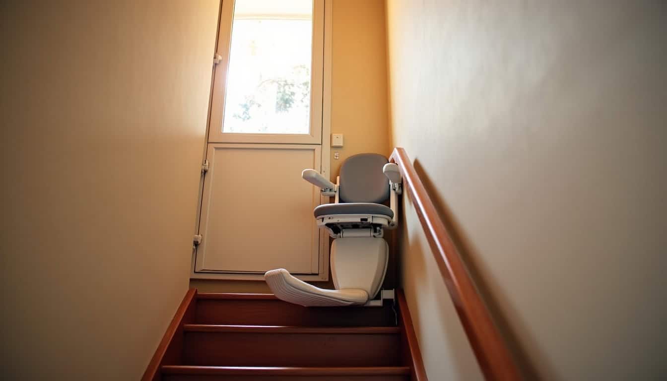 Monte-escalier droit installé dans une maison à Épinac
