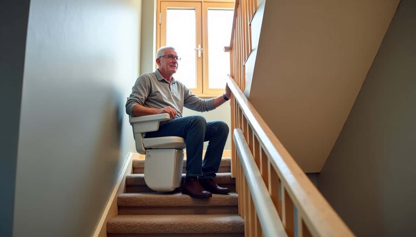 Monte-escalier droit installé dans une maison à Marange-Silvange