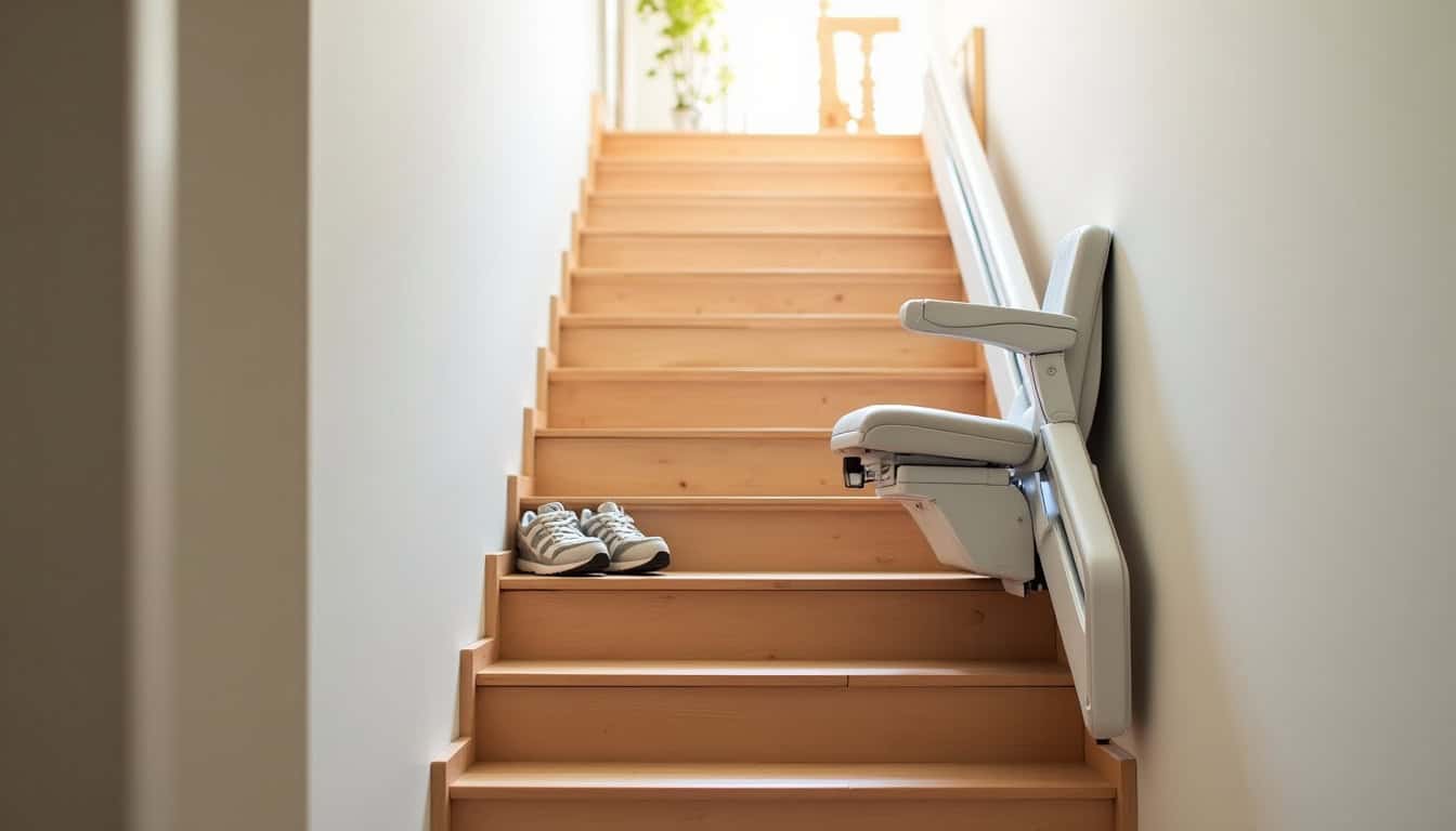 Monte-escalier droit installé dans une maison à Molinet