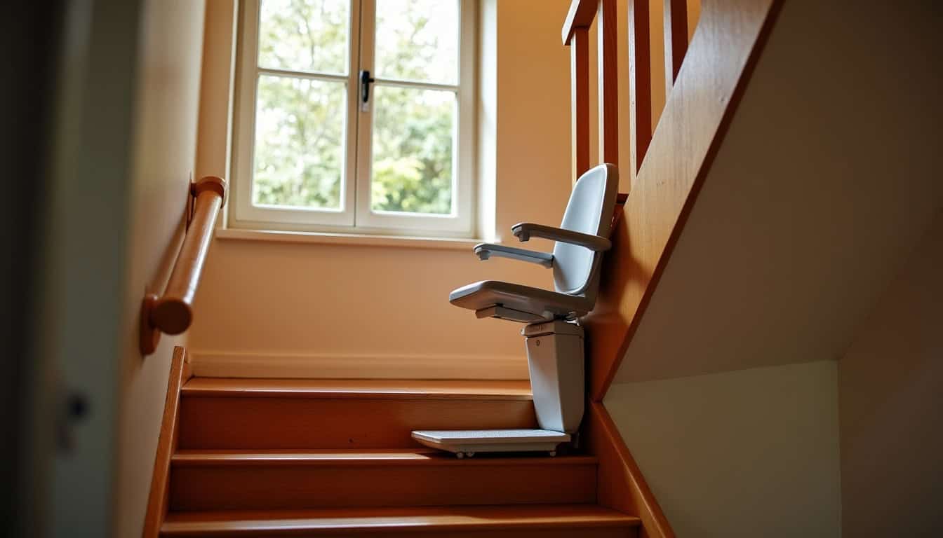 Monte-escalier droit installé dans une maison à Nohanent