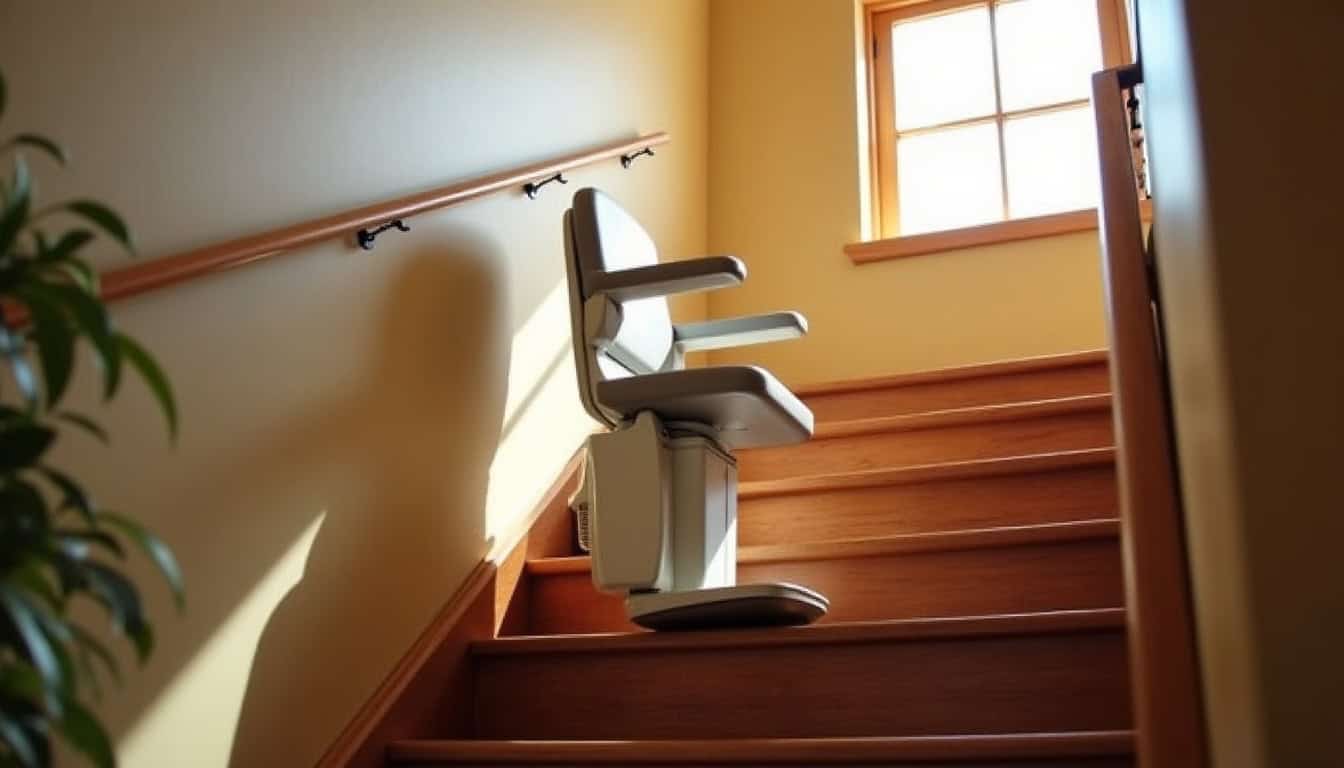Monte-escalier droit installé dans une maison à Pelousey