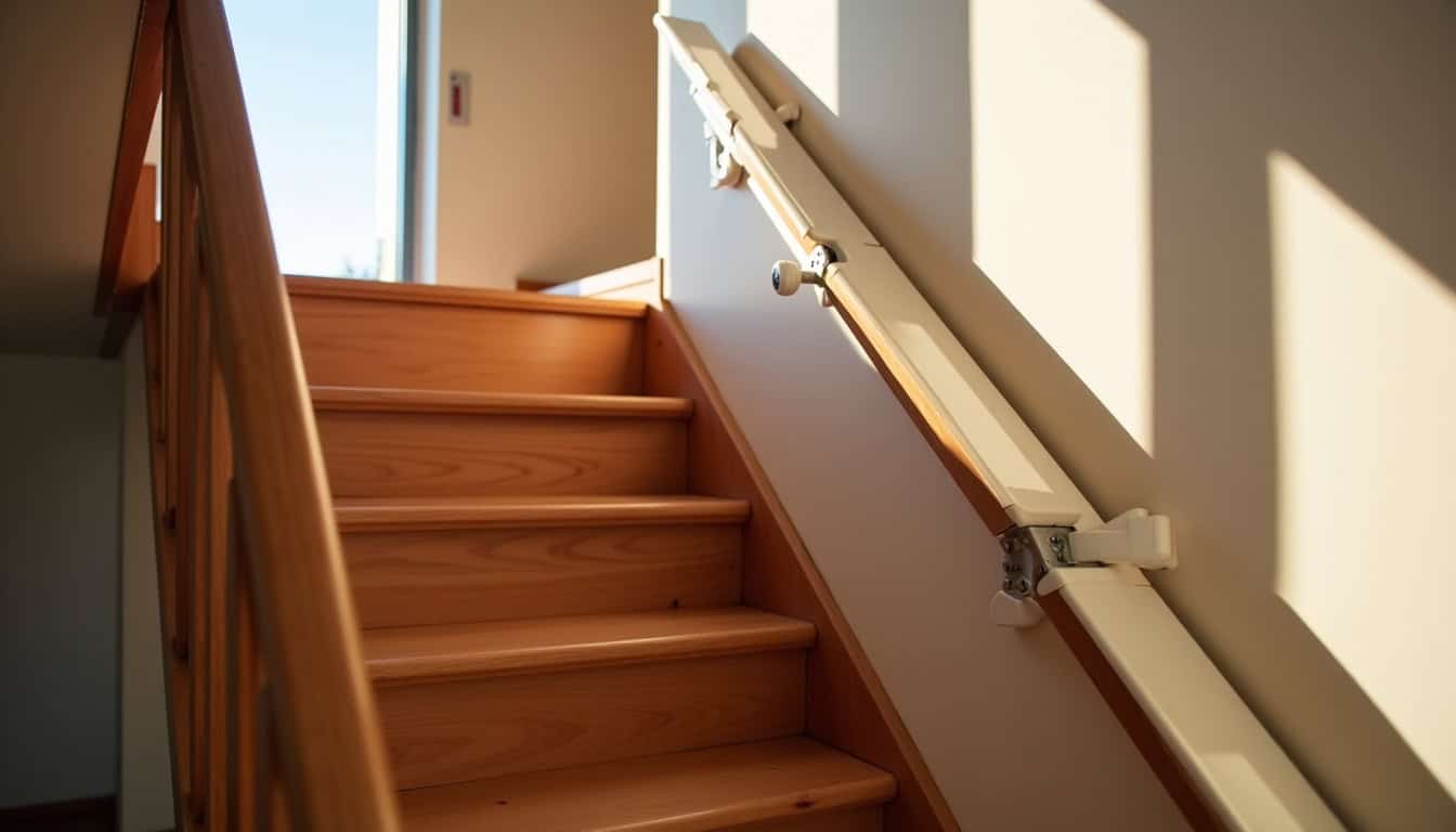 Monte-escalier droit installé dans une maison à Pionsat, vue d
