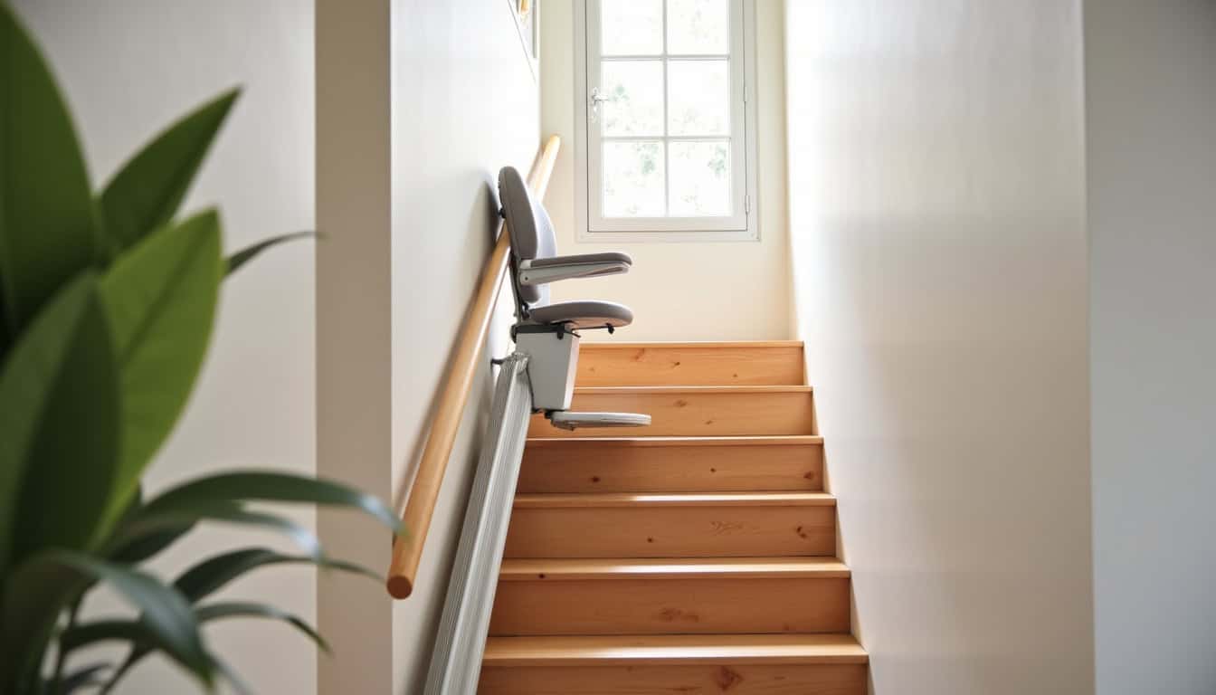 Monte-escalier droit installé dans une maison à Pressins