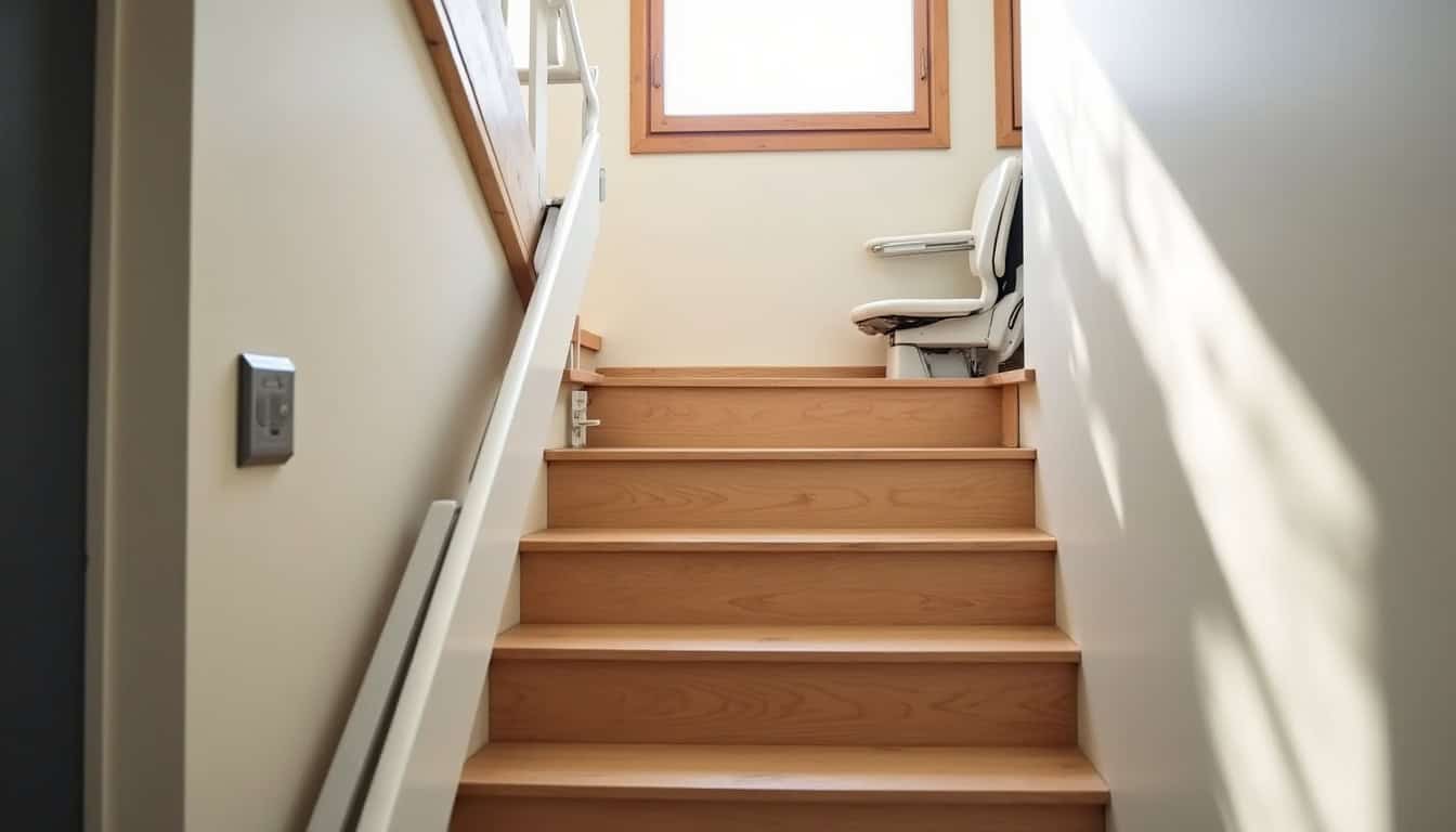 Monte-escalier droit installé dans une maison à Puyloubier