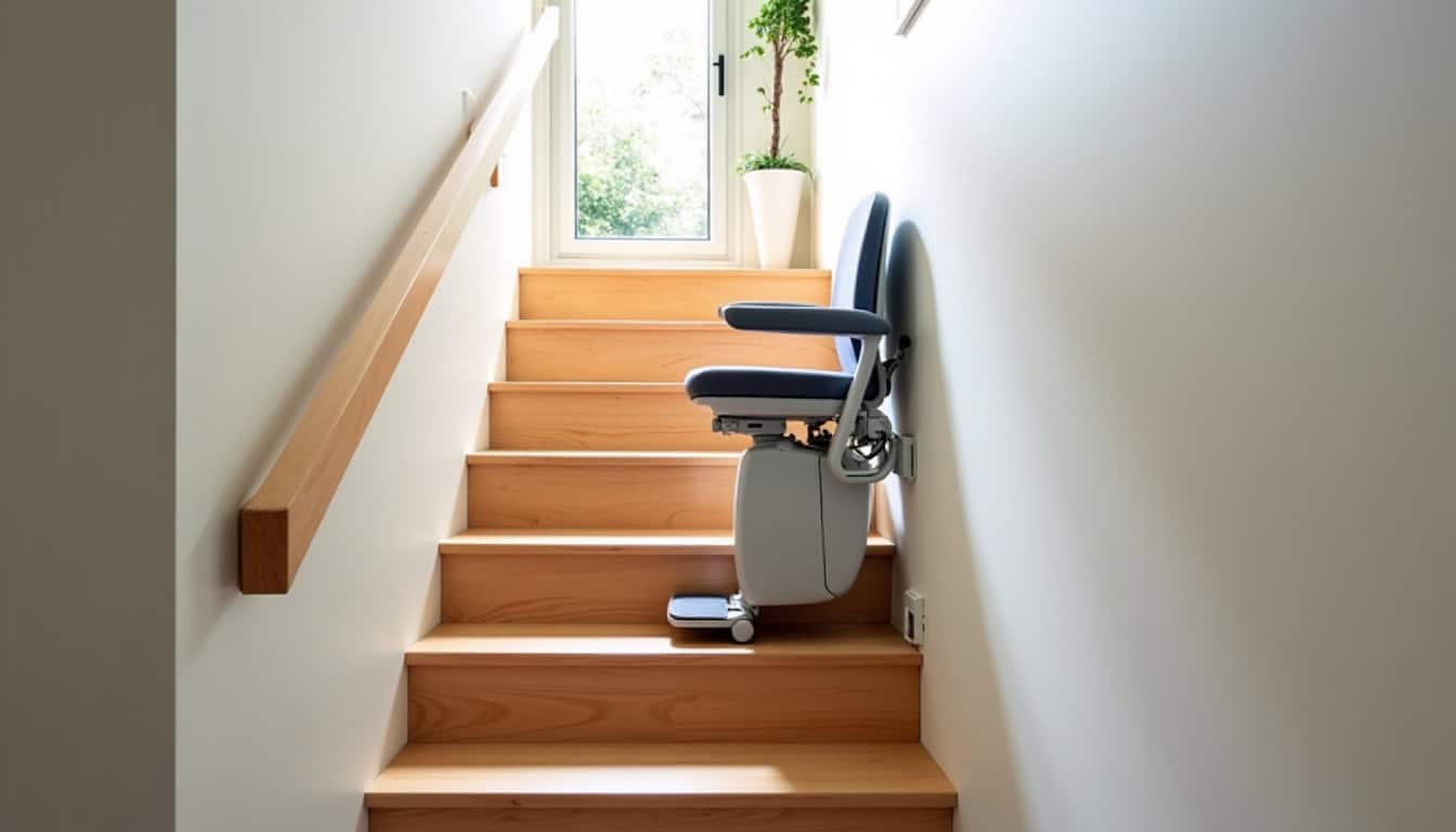 Monte-escalier droit installé dans une maison à Recquignies