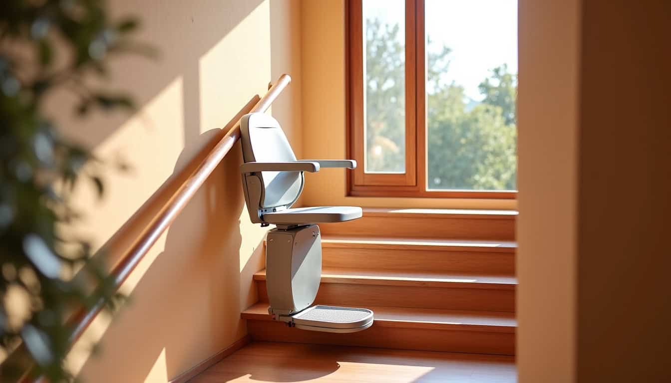 Monte-escalier droit installé dans une maison à Santa-Lucia-di-Moriani