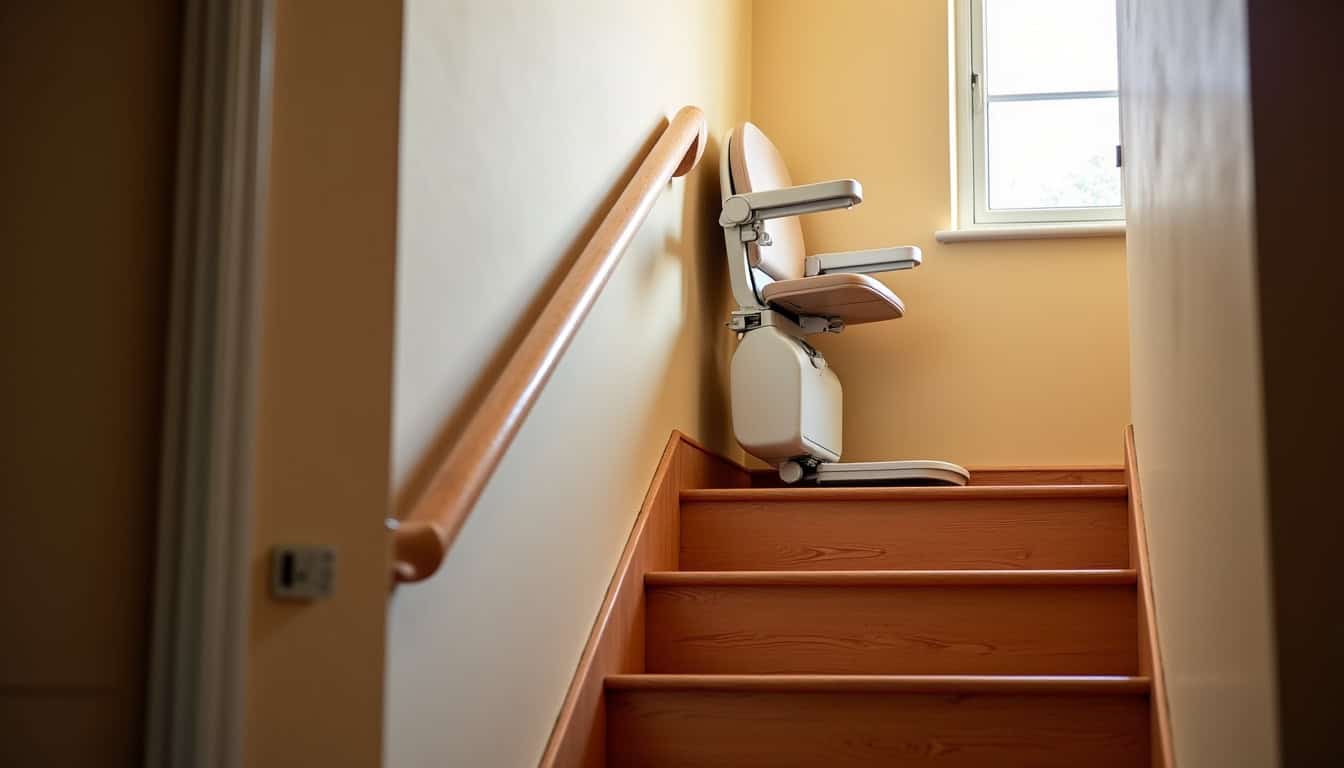 Monte-escalier droit installé dans une maison à Savenay