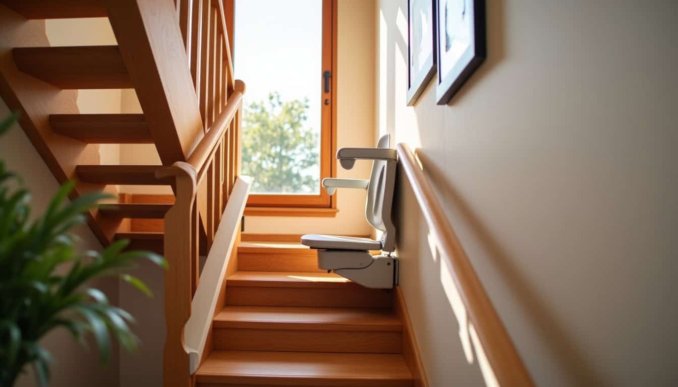 Monte-escalier droit installé dans une maison à Théza