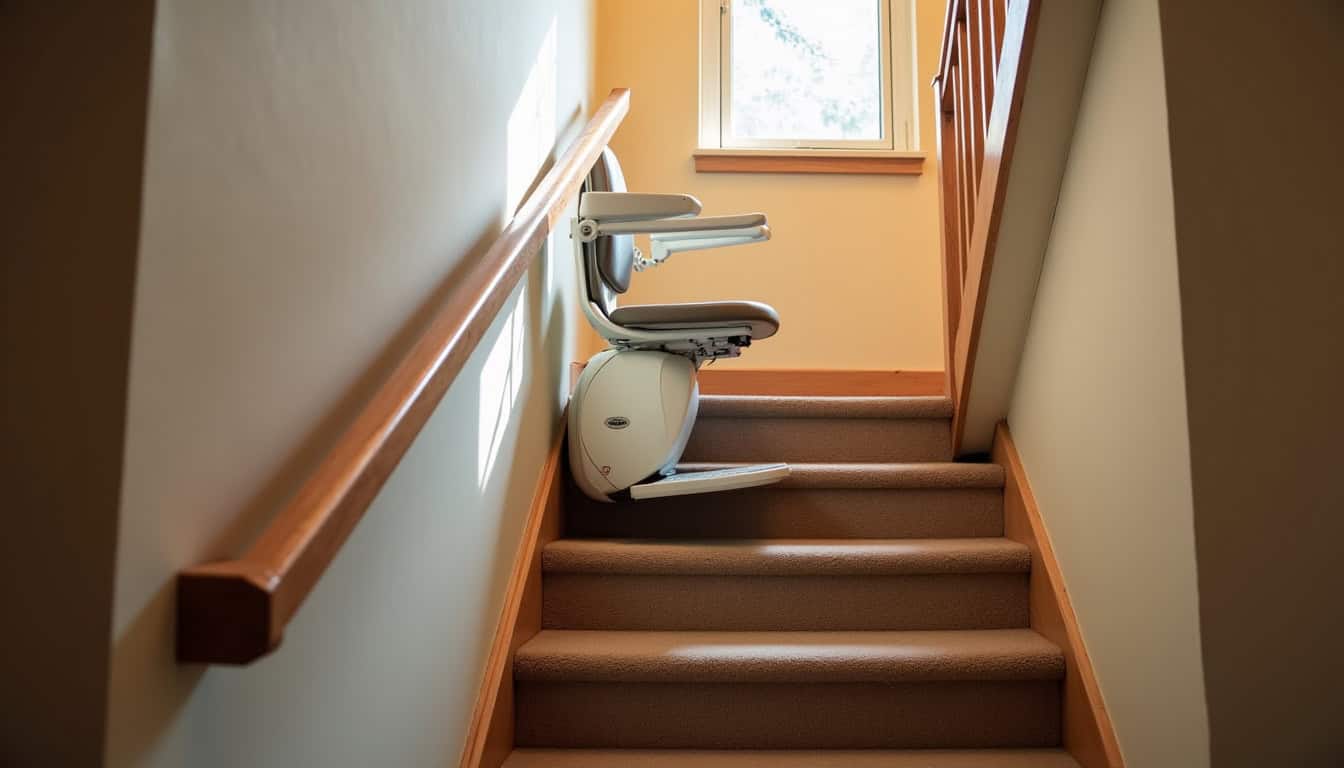 Monte-escalier droit installé dans une maison à Violay