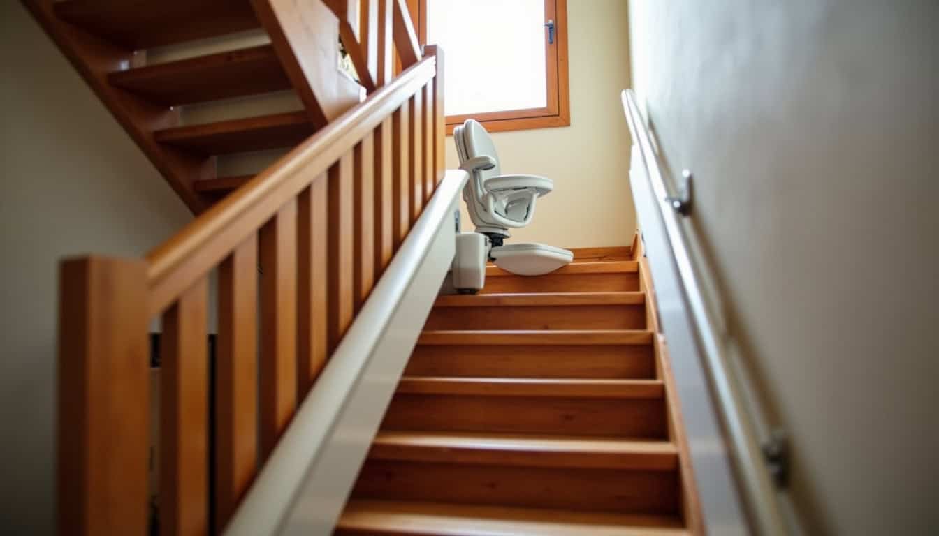 Monte-escalier droit installé dans une maison de Molac