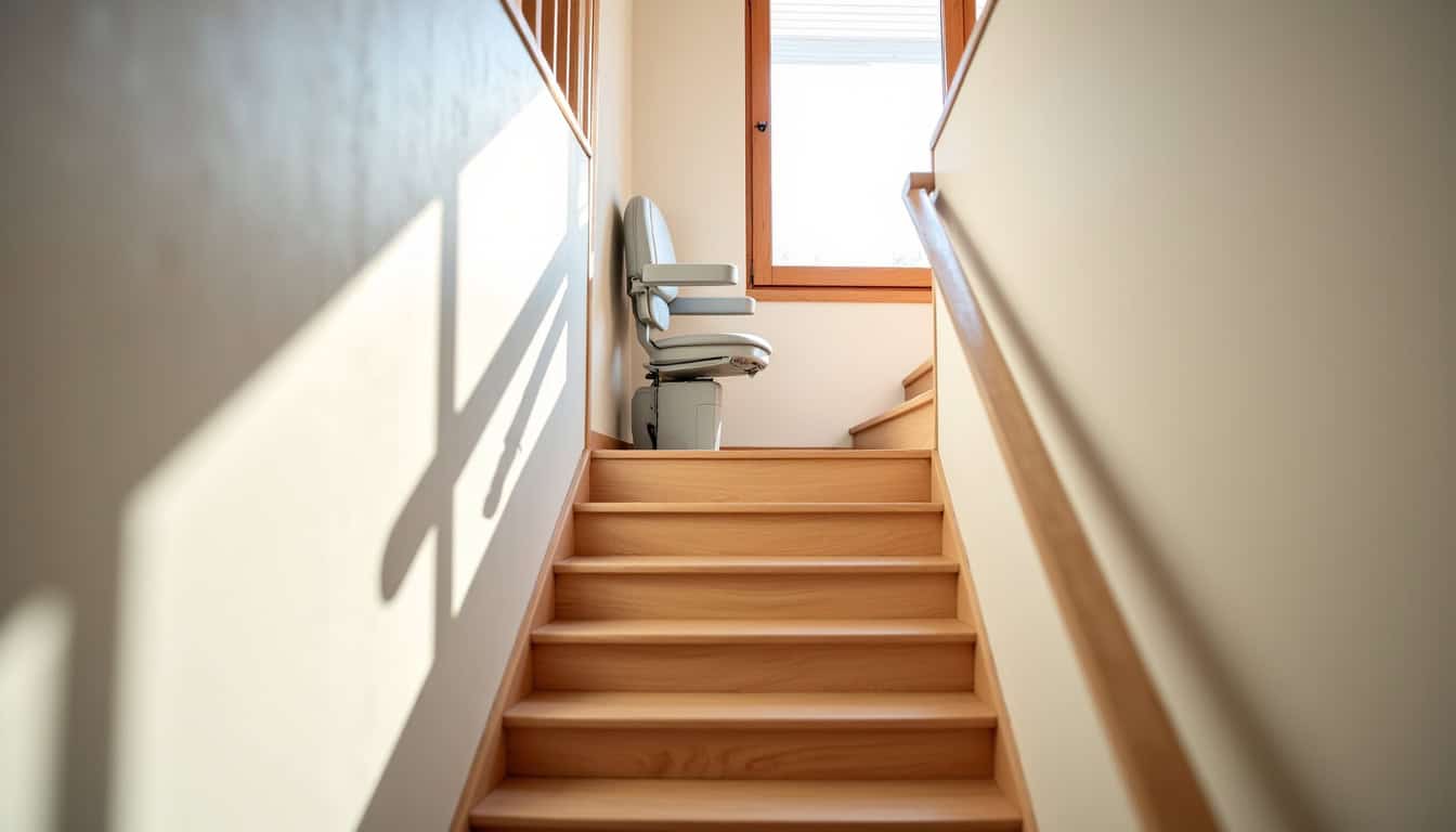 Monte-escalier droit installé dans une maison de Veurey-Voroize