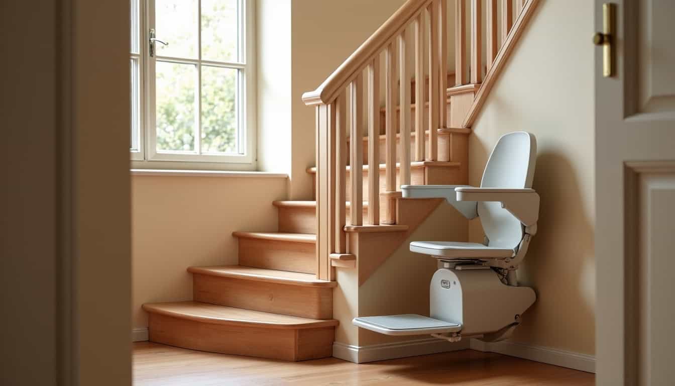 Monte-escalier droit installé dans une maison traditionnelle de La Forêt-sur-Sèvre