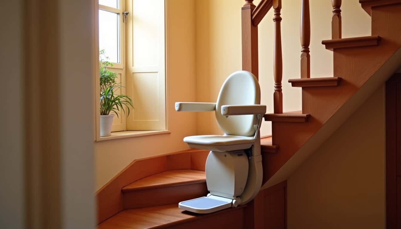 Monte-escalier droit installé dans une maison traditionnelle de Roquebrune-sur-Argens