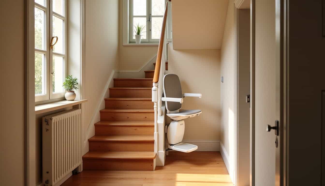 Monte-escalier droit installé dans une maison traditionnelle d’Einville-au-Jard