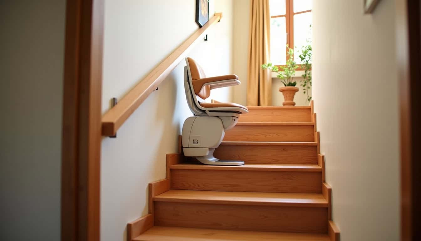 Monte-escalier droit installé sur un escalier intérieur à Espéraza