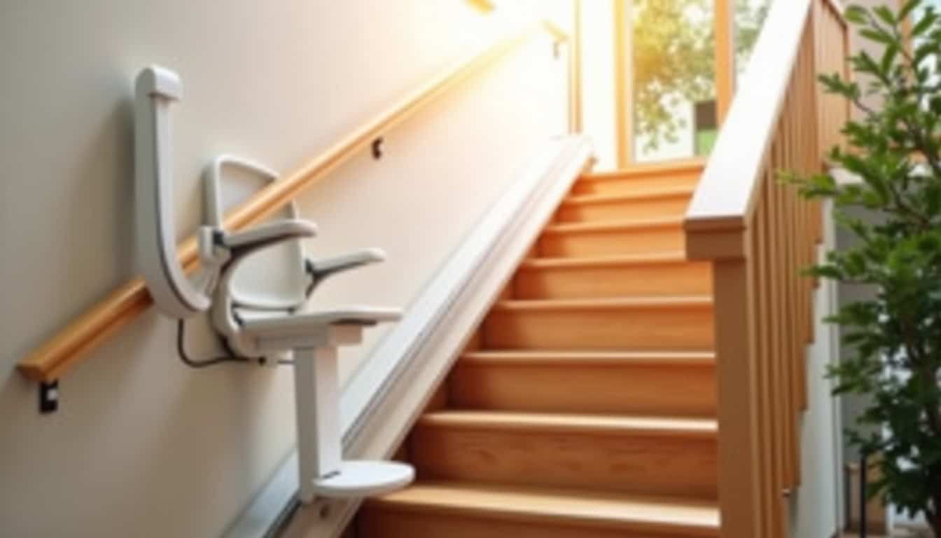 Monte-escalier droit installé sur un escalier intérieur à Luzillat