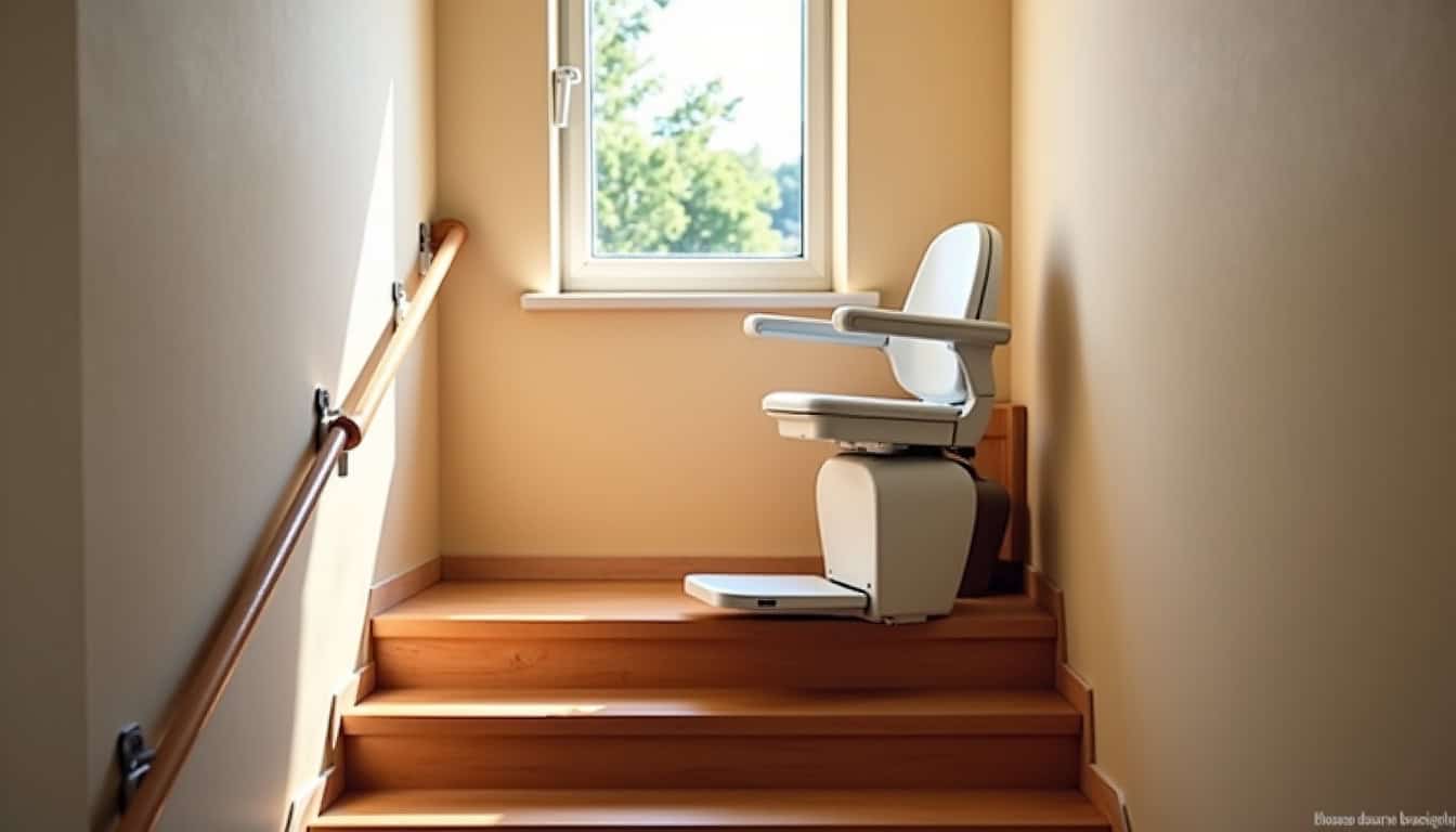 Monte-escalier en location installé temporairement dans une maison à Tabanac