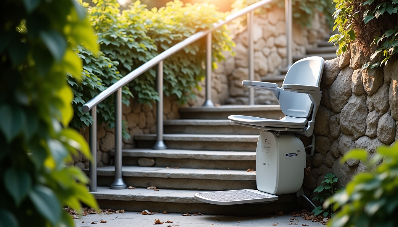 Monte-escalier extérieur en cours d
