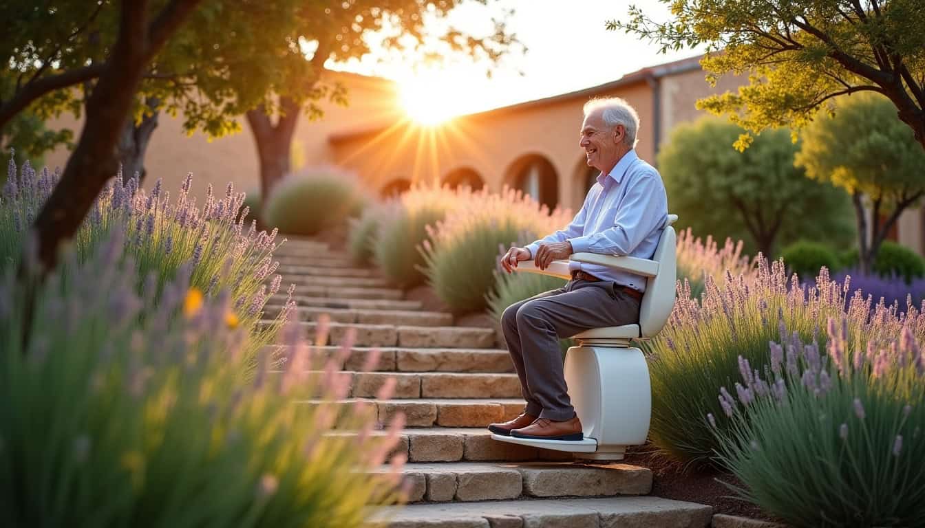 Monte-escalier extérieur installé à Roquebrune-sur-Argens pour accès jardin