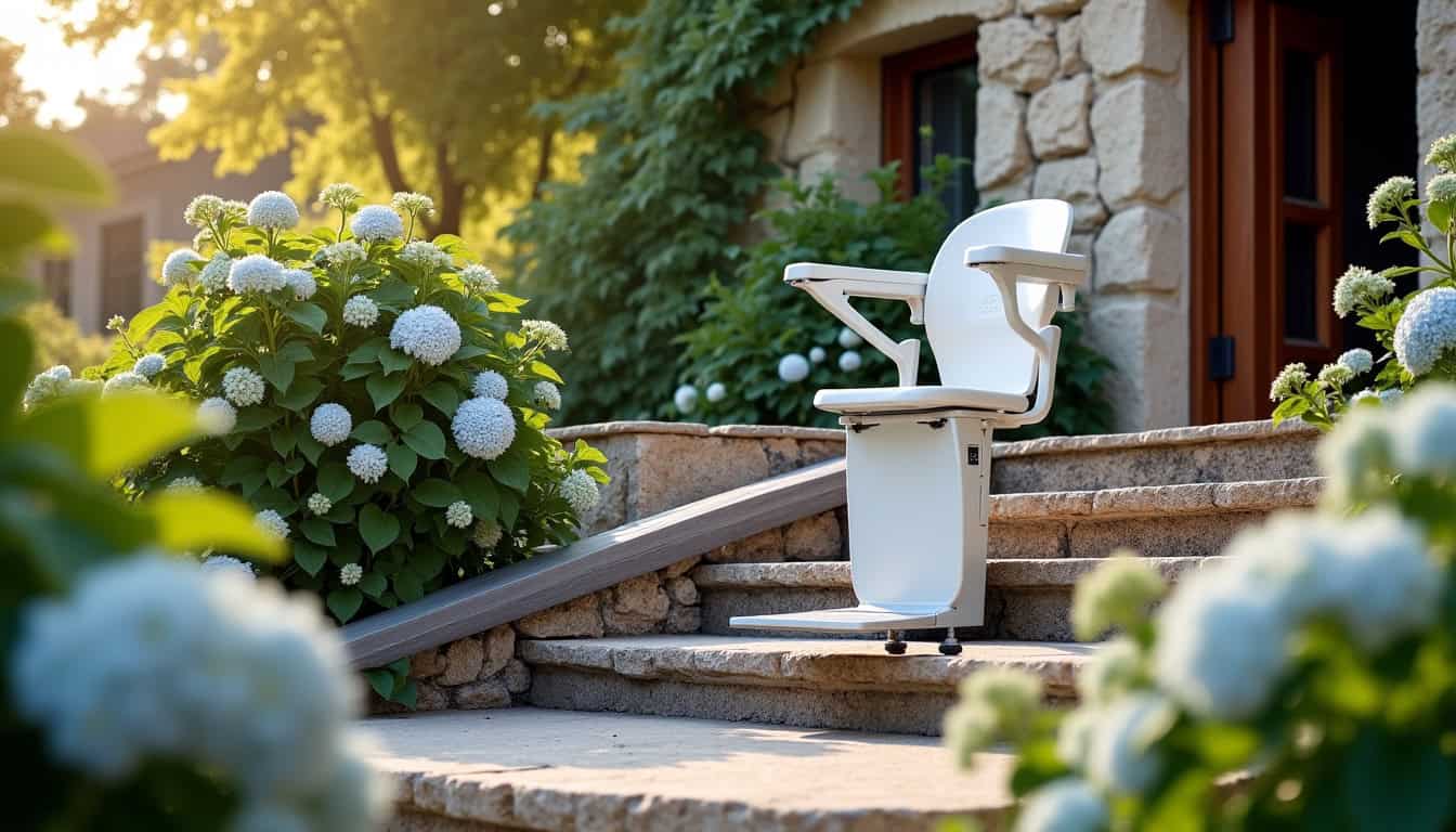 Monte escalier extérieur installé dans une maison à Amplepuis