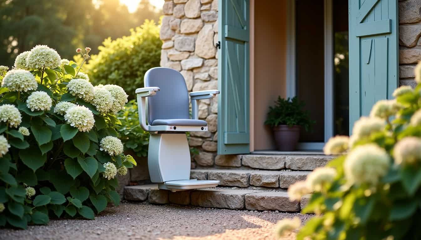 Monte-escalier extérieur installé dans une maison à Aslonnes
