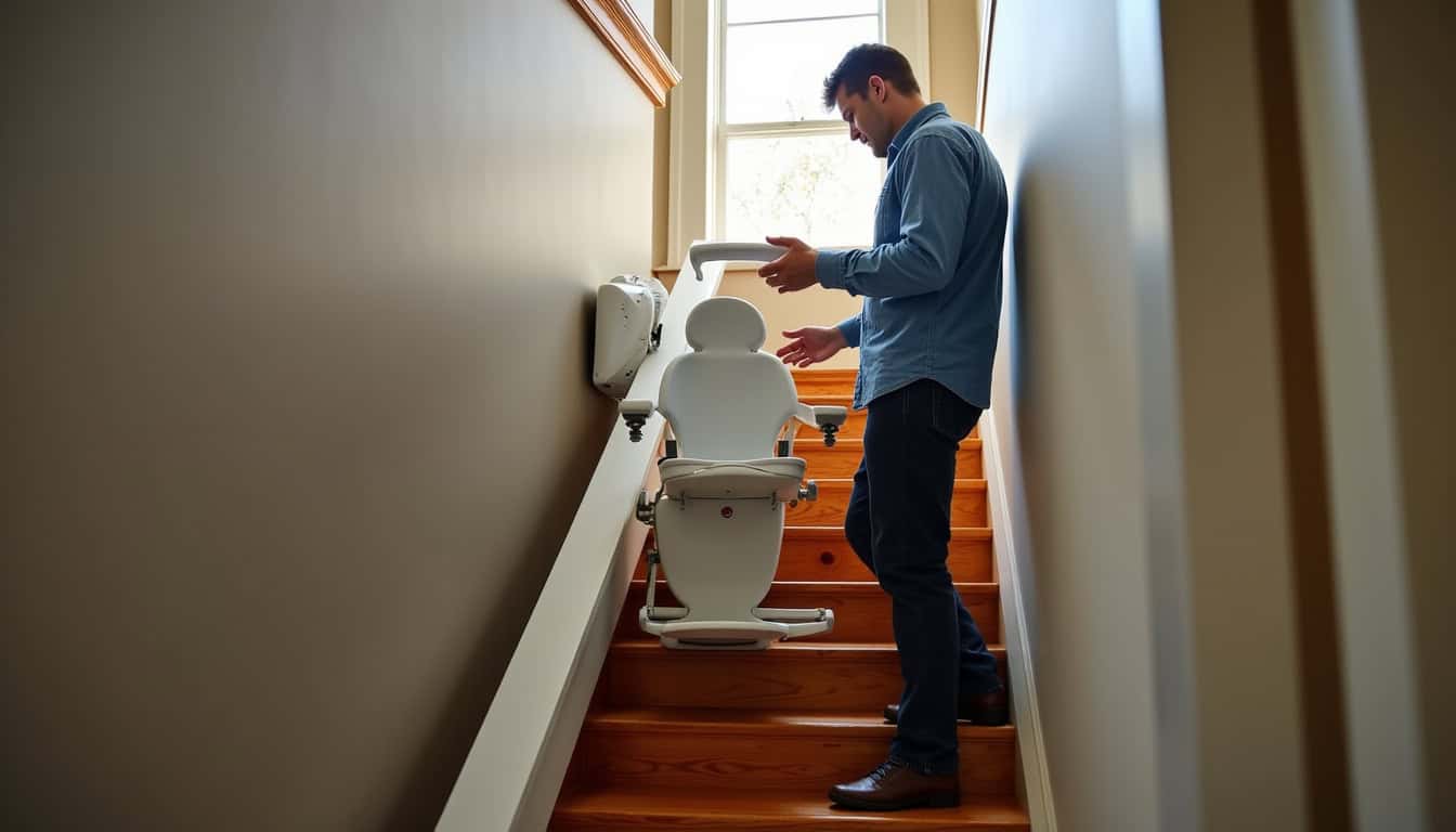 Installation d’un monte-escalier droit sur un escalier classique à Grendelbruch