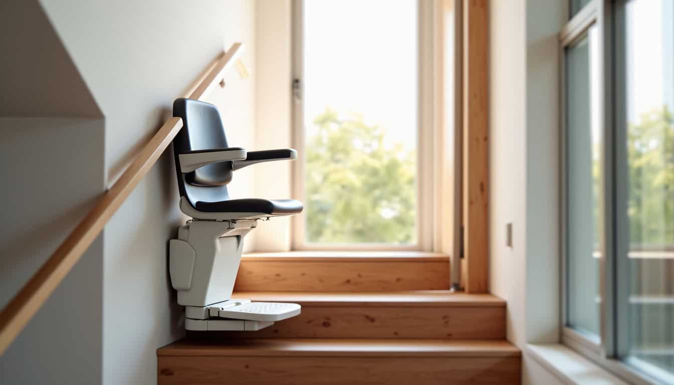 Installation d’un monte-escalier droit dans un intérieur moderne des Hauts-de-France