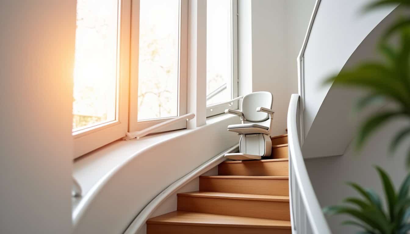 Monte-escalier installé dans une maison à Chens-sur-Léman, vue d