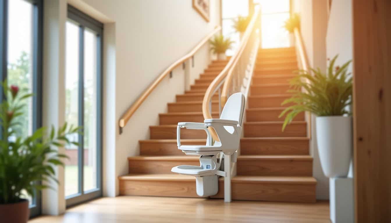 Monte-escalier installé dans une maison à Cissé, reliant l