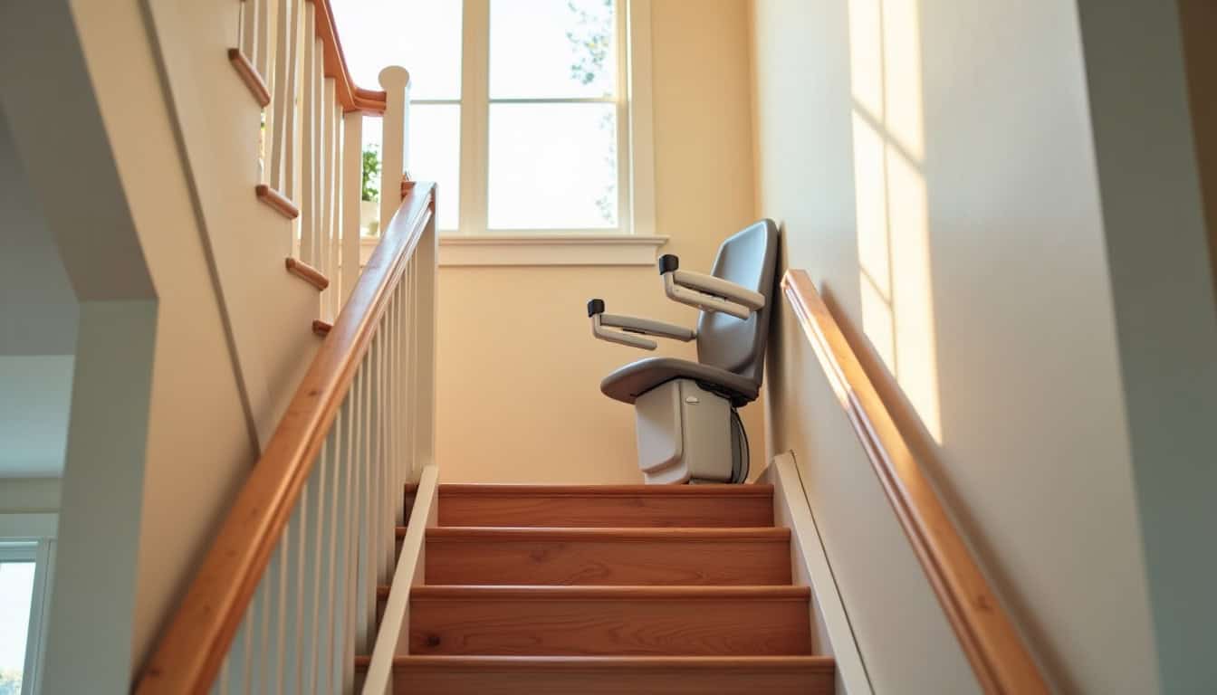 Monte-escalier installé dans une maison à Marcoing, vue d