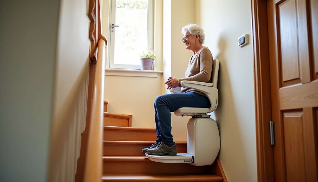 Monte-escalier installé dans une maison à Sancey, vue d