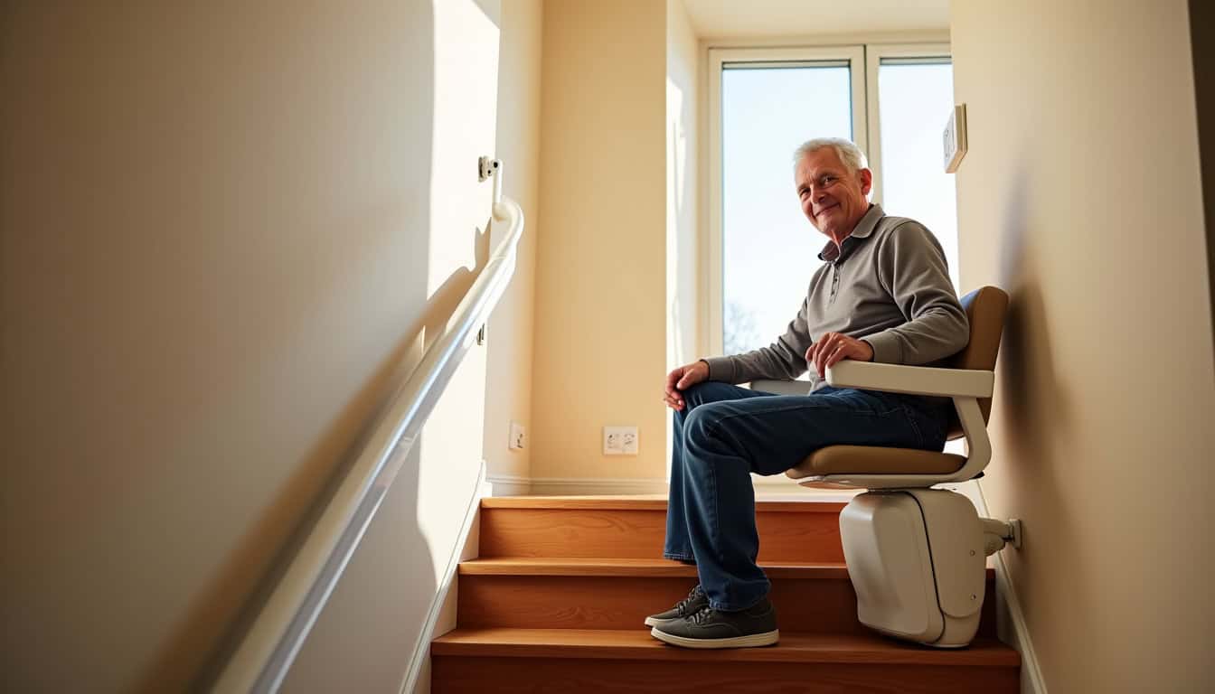 Monte-escalier installé dans une maison à Val-de-Moder, montrant l