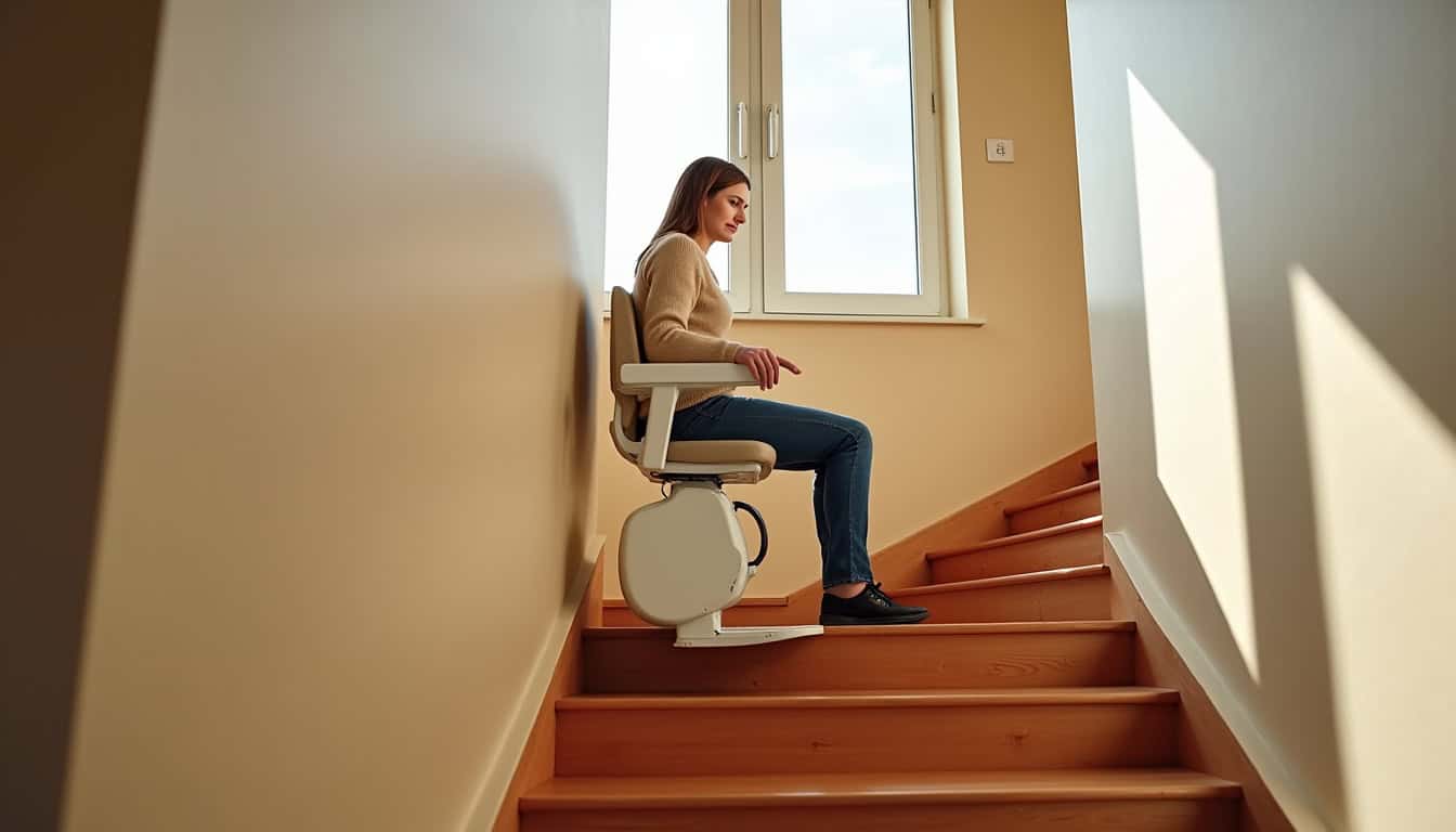Monte-escalier installé et en fonctionnement dans une maison à Les Septvallons
