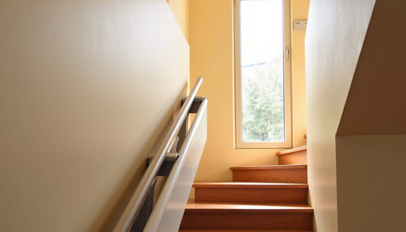 Monte-escalier installé sur un escalier tournant dans une maison à Douarnenez