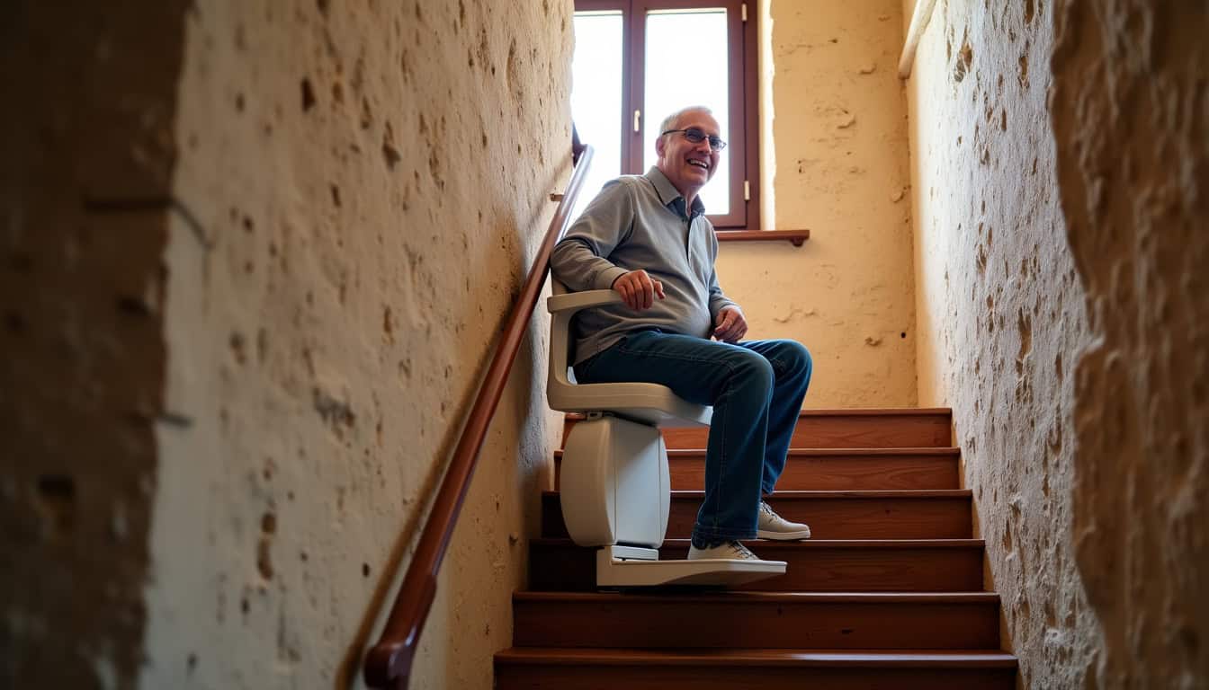 Monte-escalier intégré dans une maison traditionnelle à Millas