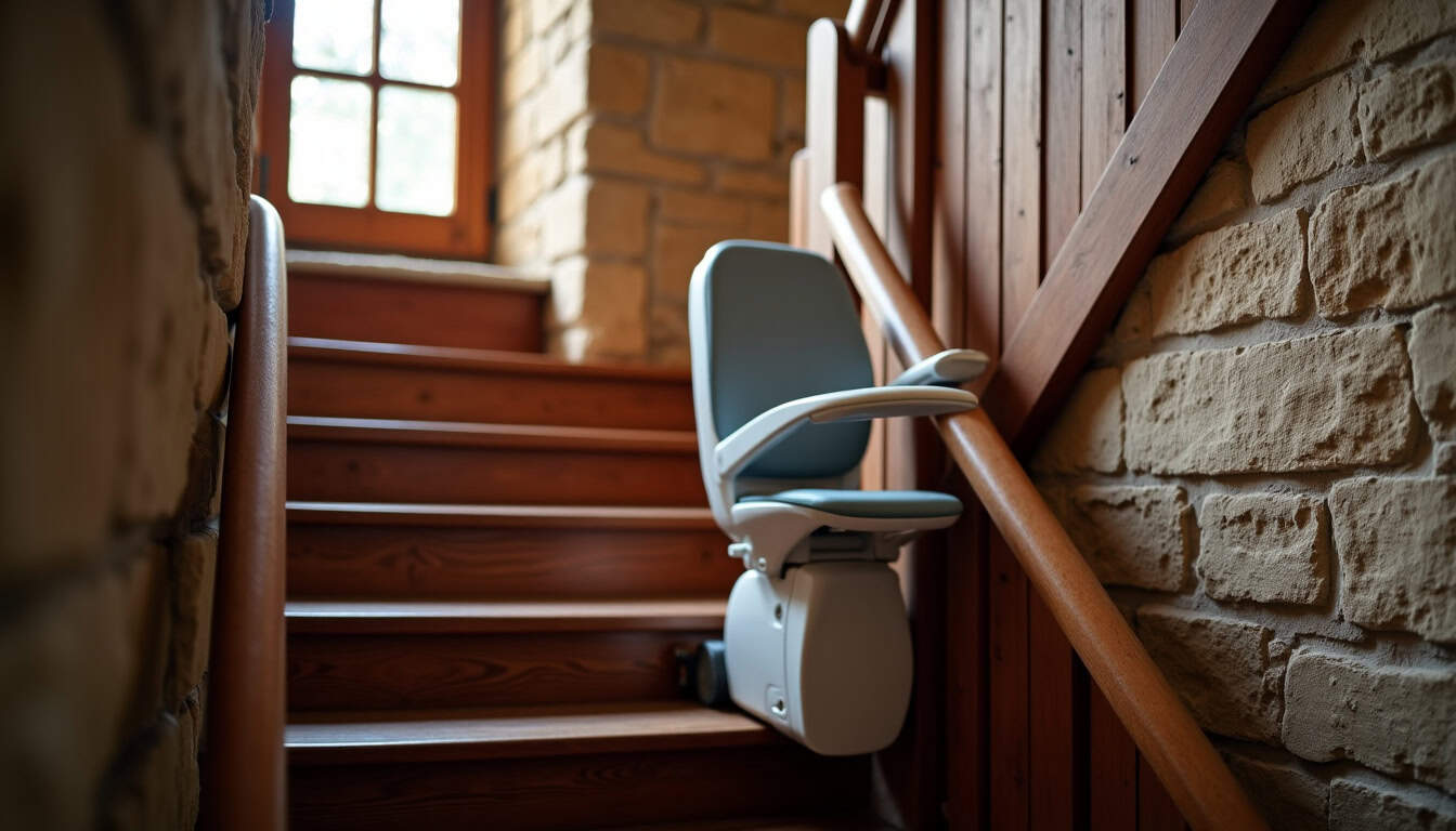 Installation d’un monte-escalier tournant dans une maison ancienne de Lapeyrouse-Fossat