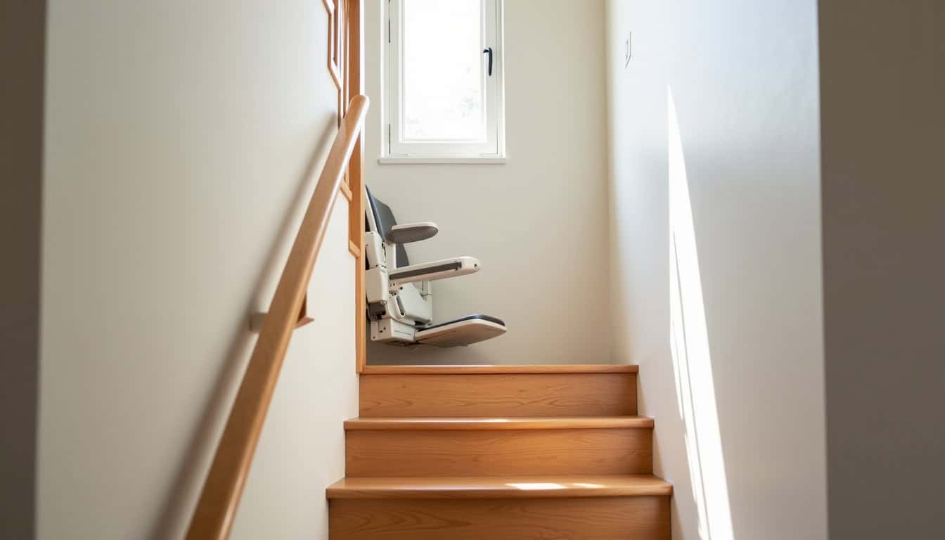 Monte-escalier droit installé dans une maison à Laventie